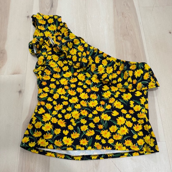 NWT Anthropologie Maeve One-Shoulder Ruffled Floral Top Women's Medium - Picture 8 of 13